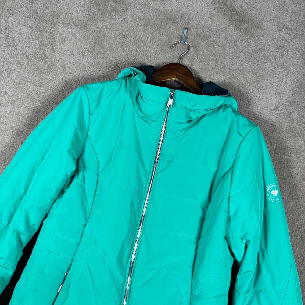 Obermeyer Puffer Jacket Womens 10 Green Thermore Insulated Hooded Ski Coat